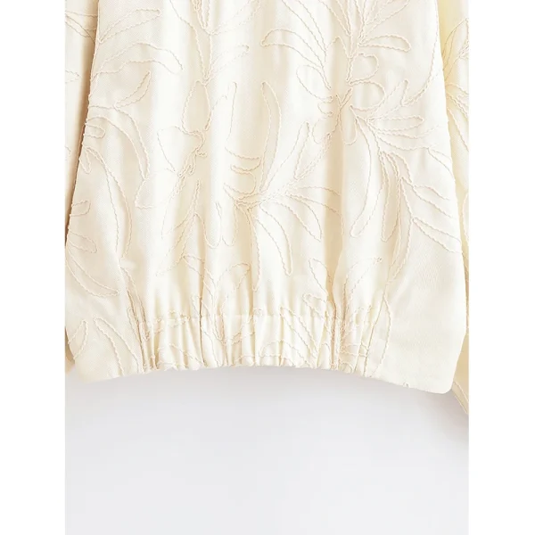 YENKYE 2025 Giacca da donna ricamata a maniche lunghe con scollo a O Cerniera frontale Crop allentato Bomber Capispalla Lady Pendolarismo Abiti casual 6