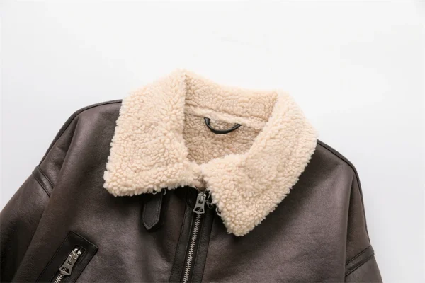 RARF 2024 nuova moda donna spessa calda giacca in Shearling finto cappotto Vintage manica lunga cintura orlo capispalla femminile 3