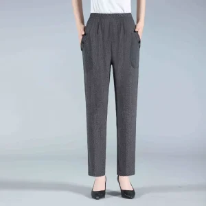 2023 autunno e inverno donna vita alta tasca bottone Patchwork pieghe allentate moda Casual elegante pendolare pantaloni gamba dritta 1