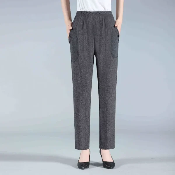 2023 autunno e inverno donna vita alta tasca bottone Patchwork pieghe allentate moda Casual elegante pendolare pantaloni gamba dritta 1