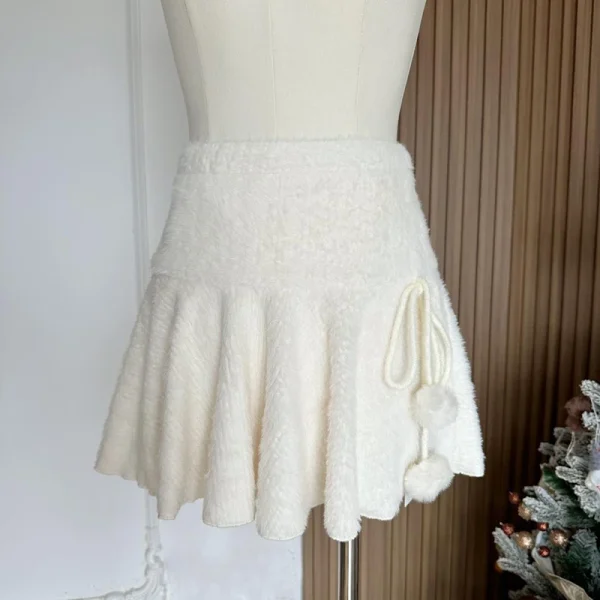 MEXZT Kawaii Minigonne bianche Donna Preppy Carino Gonna a vita alta Inverno Giapponese Streetwear Lace Up Chic Slim A Line Faldas Nuovo 5