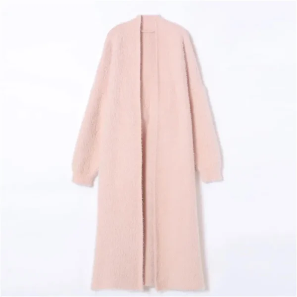 023 autunno/inverno stile pigro sciolto lunghezza al ginocchio addensato puro imitazione visone pile maglione lavorato a maglia Cardigan cappotto cappotto da donna 1