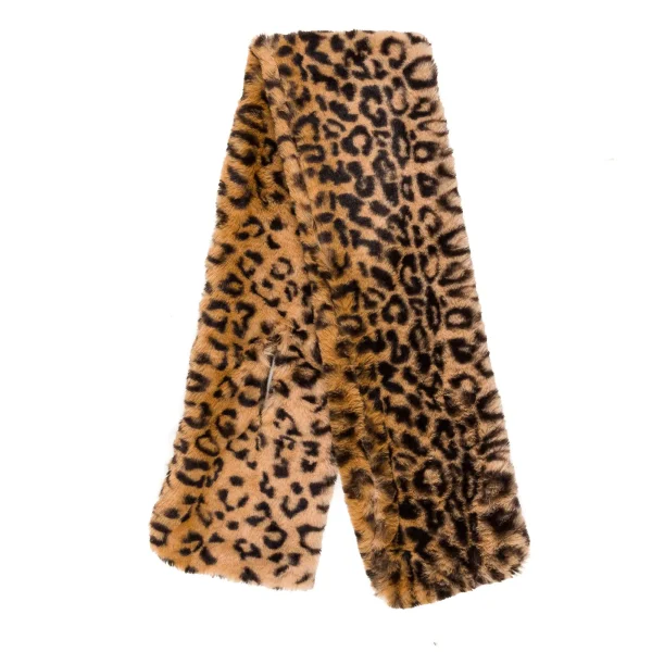 Sciarpa con collo in pelliccia per donna Sciarpe leopardate in pelliccia sintetica Coprispalle per abito cappotto autunno inverno 4
