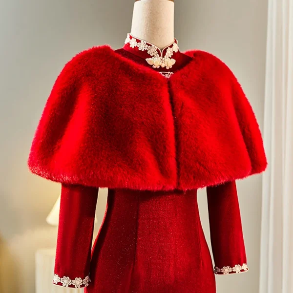 110 centimetri Nuovo Scialle Da Sposa Da Sposa Avvolge Mantello Donne Eleganti Scialle di Pelliccia Sintetica Formale Del Partito Abito Da Sera Inverno Caldo Cappotto di Peluche Mantello 2