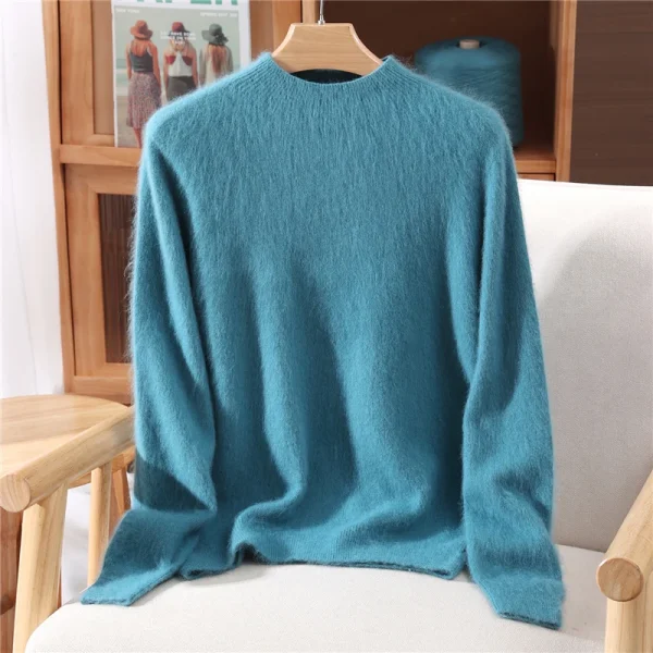 Abbigliamento donna basic Autunno Inverno Maglione Pullover 100% visone Maglione di cashmere Collo mezzo alto Pullover femminile Caldo comfort lavorato a maglia 6