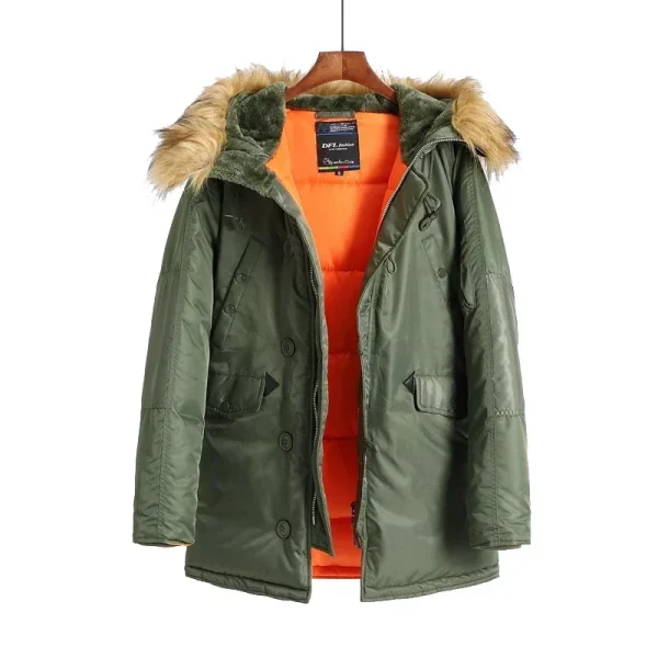 Cappuccio in pelliccia militare di grandi dimensioni taglie forti Lungo impermeabile antivento Nuovo Parka invernale Cappotto da giacca outwear da uomo spesso Parka TAGLIA USA 4