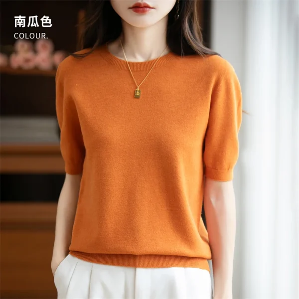 Autunno/inverno donna O-Collo basic caldo pullover casual moda manica corta 100% lana maglione lavorato a maglia 22 colori. 6