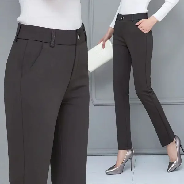 Nuovi pantaloni da abito da donna primavera e autunno con ciondolo a vita alta pantaloni dritti larghi e sottili casual versatili 5