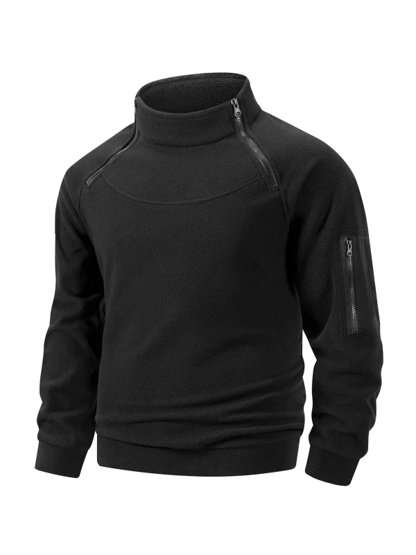 Felpa militare da uomo invernale in pile con cerniera pullover moda uomo tinta unita allentato agnello giacca spessa abbigliamento uomo S-XXXL 3