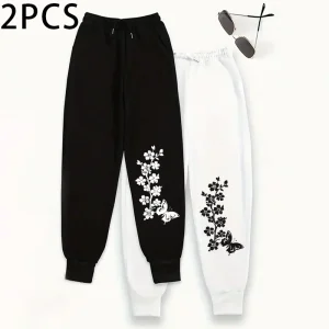 Confezione da 2 pantaloni da jogging da donna pantaloni sportivi dalla vestibilità rilassata e pantaloni da salotto invernali Set pantaloni casual autunnali comfort fit 2025 2 pezzi 1