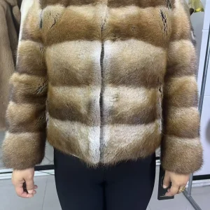 Nuove donne vero cappotto di pelliccia di ratto naturale di muschio di alta qualità genuino inverno giacca femminile di lusso tuta sportiva maniche lunghe 1