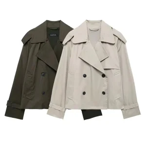 Giacca corta da donna streetwear 2024 giacche doppiopetto autunnali per donna cappotto a maniche lunghe donna casual nuovo capispalla 1