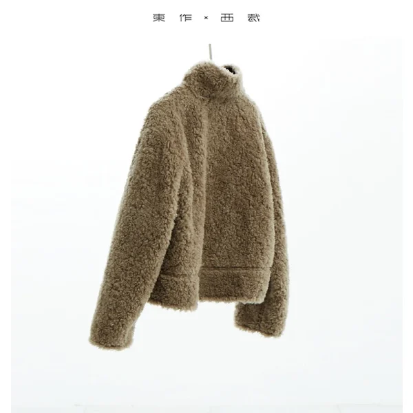 Cappotto in lana 100% stile Teddy ~ Giacca corta da donna in stile pigro Top ampio Autunno e inverno Nuovo modello 2025 Pelliccia sintetica 2
