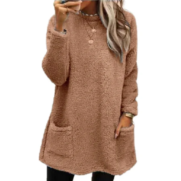 2024 Donne di Inverno Caldo Cappotto Con Cappuccio Streetwear Tasca In Pile Thinken Sweatershirt Autunno Femminile Casual Allentato Abiti Con Cappuccio Magliette E Camicette 6