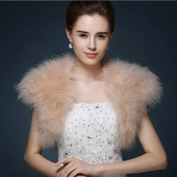 Piume di struzzo Bolero Shrugh gilet Vintage marabù piuma coprispalle stola accessori da sposa abito da sposa mantella da sera S69 4