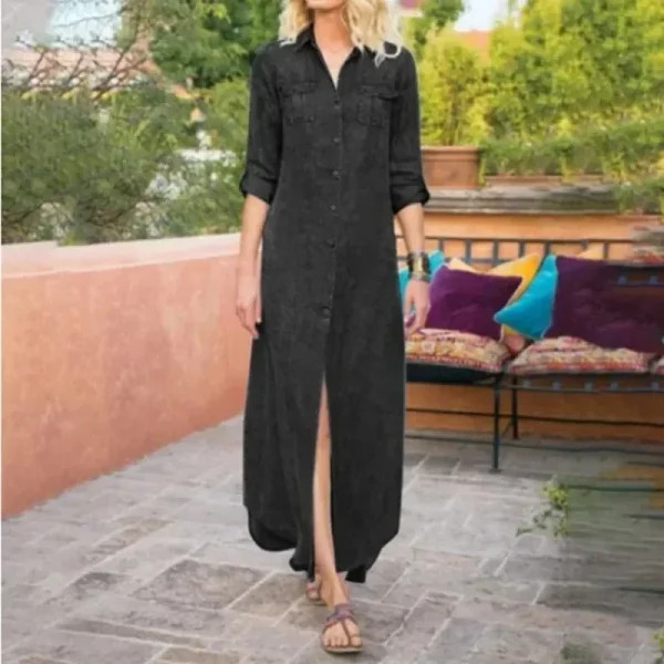 Abito da donna in denim monopetto casual tinta unita sciolto estate nuova taglia S-5XL da donna, design ampio, confortevole e casual 3