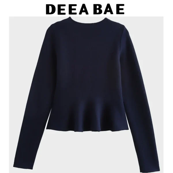 DEEABAE Autunno Vestiti delle Donne Nuovo High-end Slim Fit A Maniche Lunghe Ago Piatto Girocollo Maglia Cardigan Tuta Sportiva 4