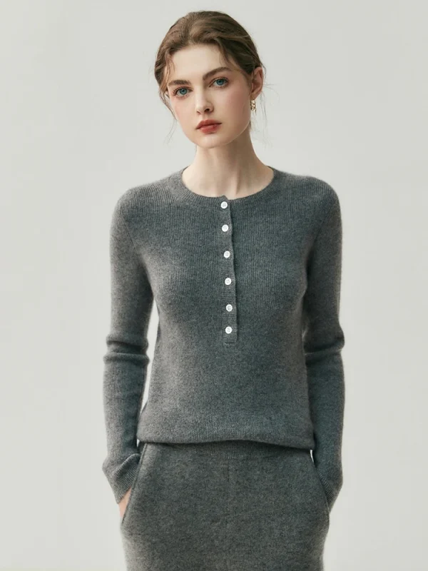 Elegante maglione 100% cashmere Pullover da donna Autunno Inverno Caldo vestiti a maniche lunghe O-Collo Quotidiano Ufficio Slim Basic Top lavorato a maglia 3