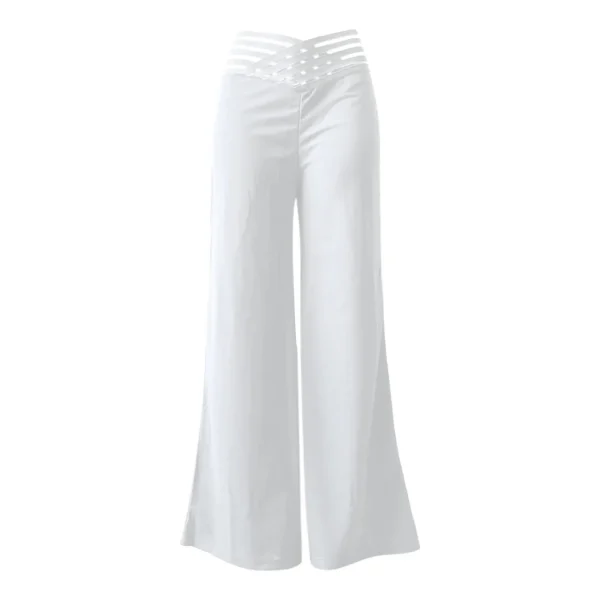 Pantaloni svasati a gamba larga da donna Autunno Casual incrociati con toppa in rete trasparente Pantaloni a vita alta Y2k Streetwear Pantaloni da lavoro eleganti 5
