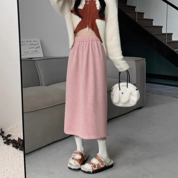 Minigonna a trapezio in velluto a coste a vita alta alla moda per le donne Gonne svasate dimagranti Stile coreano di piccole dimensioni 4
