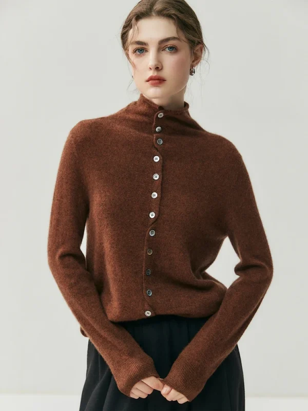 Pullover da donna Maglione basic in cashmere 100% davanti e dietro entrambi indossano collo finto lavorato a maglia Abbigliamento versatile Cardigan maglione autunno inverno 2