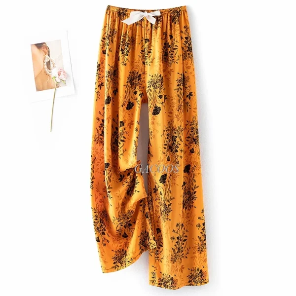 Nuovo stile Boho donna floreale bohemien pantaloni a gamba larga Lady elastico in vita pantaloni larghi da spiaggia per le vacanze pigiama in viscosa 5