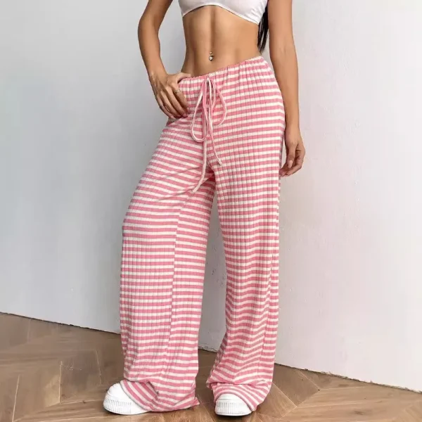 2025 Autunno e inverno Pantaloni casual da donna di nuova moda Pantaloni a gamba dritta semplici a righe Abbigliamento da donna taglie forti 2