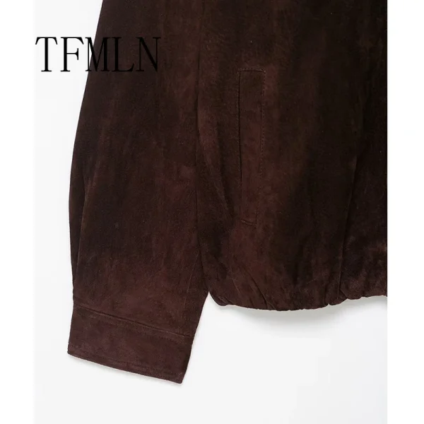 TFMLN Nuovo Autunno Inverno Giacca Allentata da Donna Manica Lunga Ritagliata Cerniera Giubbotti Moda Cappotti Caldi Capispalla Casual ﻿ 6