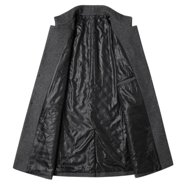 Autunno Inverno Uomo Giacche di lana Giacca a vento lunga da uomo Trench Uomo Tinta unita Colletto rovesciato Giacche da lavoro Abbigliamento 3