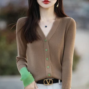 2024 cardigan da donna autunno/inverno maglione di cachemire maglione patchwork cardigan in cashmere da donna giacca cardigan da donna 1