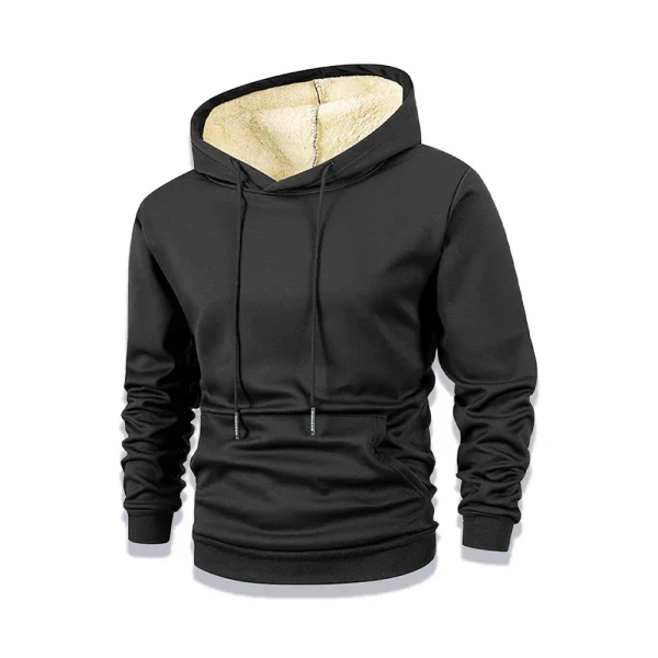 Uomo Nuovo Inverno Caldo Foderato In Pile Con Cappuccio Spessore Girocollo Solido Pullover di Base Felpa Termica Comf Streatwear Top Abbigliamento 3