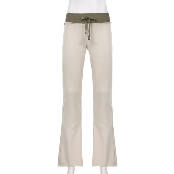 Pantaloni svasati a vita alta da donna Pantaloni lunghi patchwork Donna Streetwear Casual Slim 2