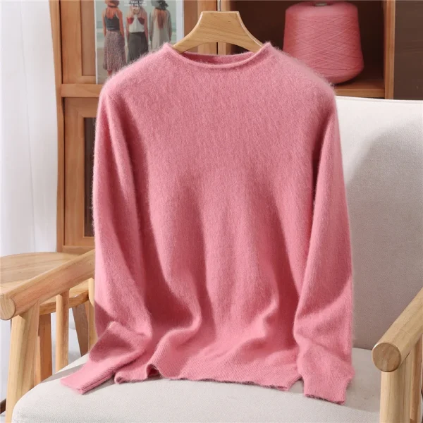 Autunno Inverno Visone Cashmere Donna Maglione O-Collo Pullover Moda Basic Casual SolidClothing 100% Visone Cashmere Maglieria Top 3