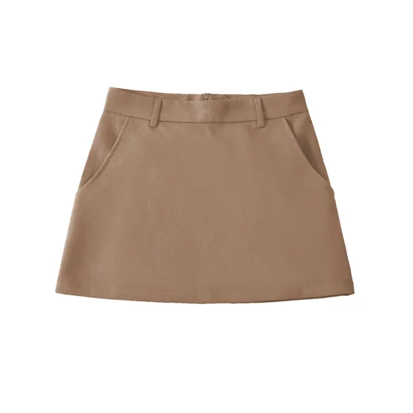 Willshela Minigonna a trapezio con cerniera posteriore solida moda donna Gonne da donna chic femminili a vita alta vintage 5