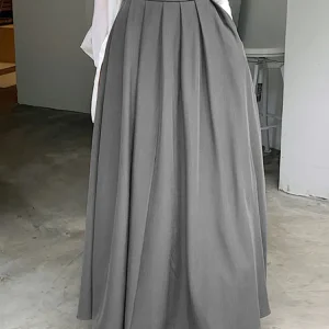 ZANZEA donna vita alta Jupe2024 primavera Vintage ufficio Falda moda coreana gonna a pieghe altalena vacanza allentata Maxi gonna solida 1