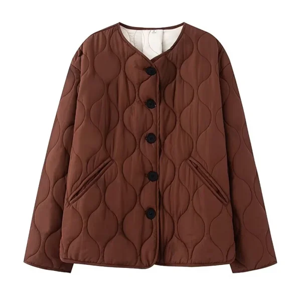 Giacca da donna casual in cotone a maniche lunghe con scollo tondo semplice e versatile 4