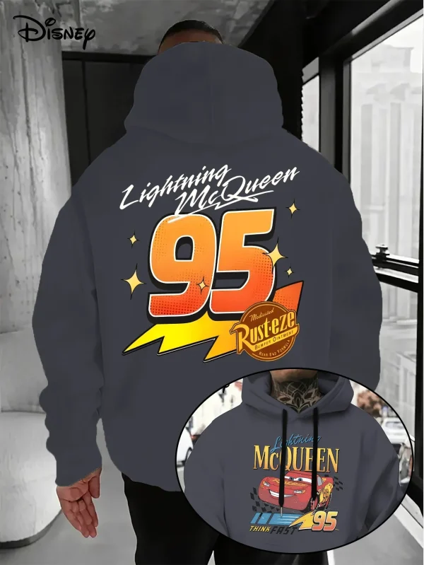 Felpa con cappuccio da uomo Disney Cars Lightning McQueen Autunno Inverno Casual Pullover unisex Felpa Tuta Abbigliamento Felpa con cappuccio oversize 4