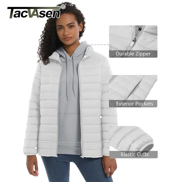 TACVASEN Piumino con zip intera da donna invernale leggero trapuntato cappotti caldi giacca a vento casual capispalla oversize da esterno 2