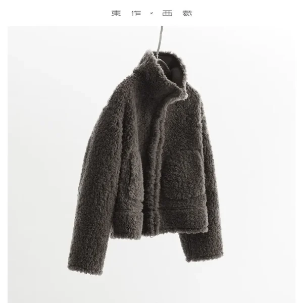 Cappotto in lana 100% stile Teddy ~ Giacca corta da donna in stile pigro Top ampio Autunno e inverno Nuovo modello 2025 Pelliccia sintetica 5