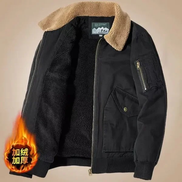 Giacca cargo da uomo invernale da uomo Giacche in cashmere di agnello di alta qualità Cappotto caldo addensato Moda Giacche casual Abbigliamento in pile da uomo 3