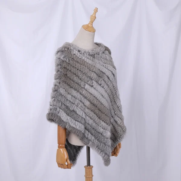 2021 vendita calda donne scialle di pelliccia di coniglio reale naturale lavorato a maglia vera pelliccia di coniglio Poncho sciarpa autunno inverno pelliccia di coniglio Pashmina 2