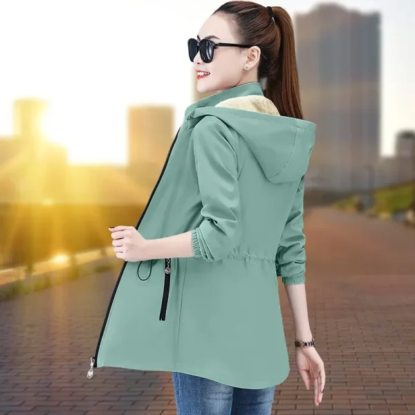 Giacca da donna autunno inverno in pile ispessito Cappotto caldo antivento che raccoglie la vita Capispalla corto per piccole figure 1