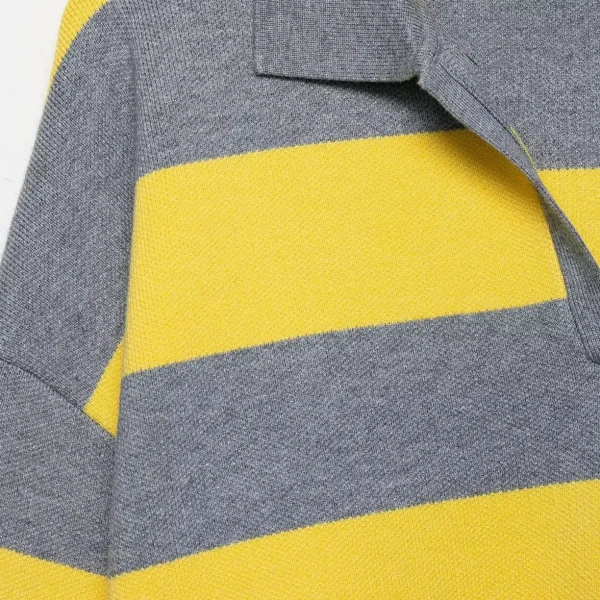 Autunno nuove donne abbigliamento alla moda design alla moda maglione con colletto POLO a righe casual manica lunga maglieria elegante femminile 3