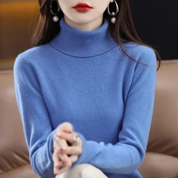 100% lana merino maglione di cashmere donna maglione lavorato a maglia dolcevita pullover a maniche lunghe autunno inverno abbigliamento caldo maglione top 6