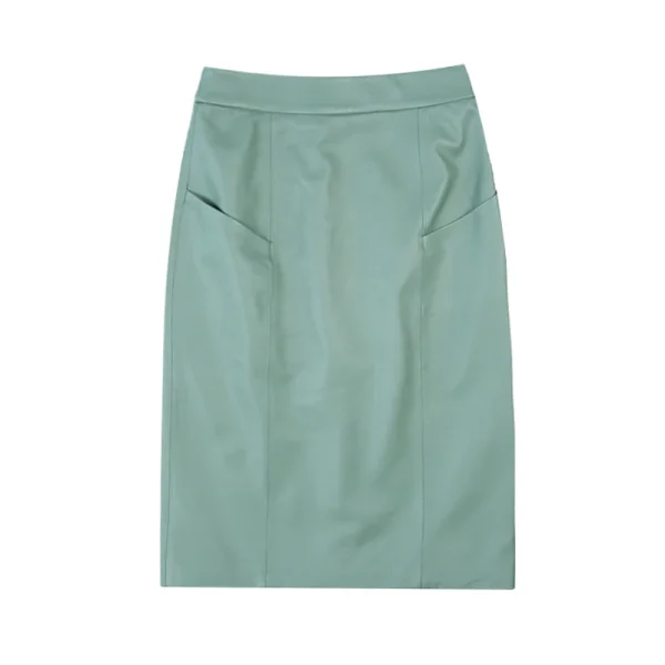 NUOVE Donne di Inverno del Cuoio Genuino Midi Lungo del Pannello Esterno OL Elegante Semplice Sottile Saia Mujer Verde/Nero Sexy Wrap Jupe street Wear Gonne 4