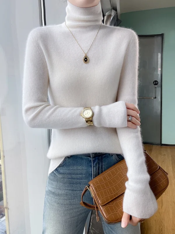 Maglione basic Pullover Maglione autunno inverno Maglione da donna 100% cashmere Colletto in pile Abbigliamento Moda quotidiana all'interno Unisciti a maglia 5