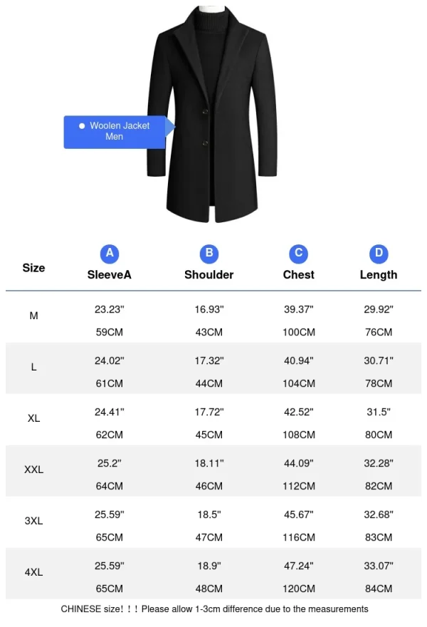 Autunno Inverno Uomo Giacche di lana Giacca a vento lunga da uomo Trench Uomo Tinta unita Colletto rovesciato Giacche da lavoro Abbigliamento 6