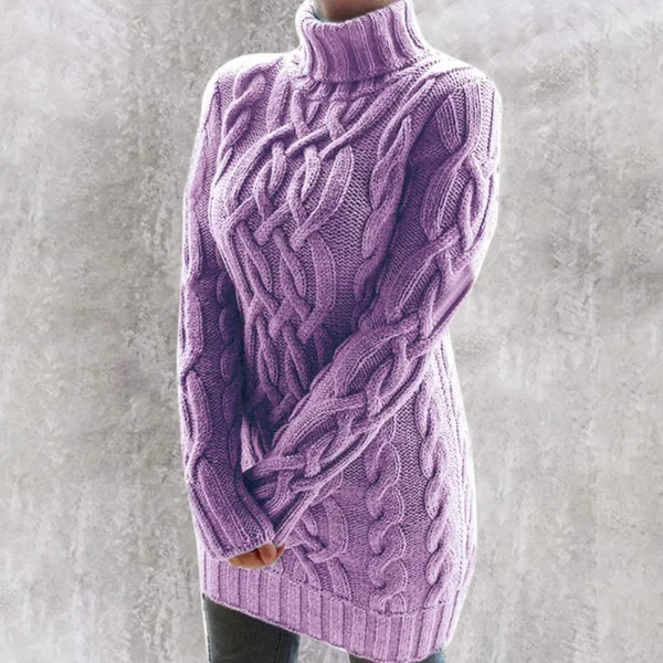 2021 nuovo maglione dolcevita autunno e inverno da donna abito tinta unita abiti caldi maglione lavorato a maglia Pullover moda 258 4