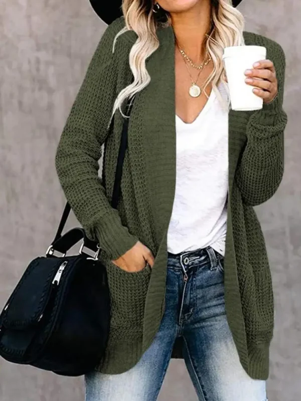 Cardigan alla moda autunno e inverno maglione lavorato a maglia da donna nuovo abbigliamento casual allentato anteriore curvo da donna 3