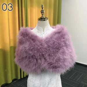 Scialli di pelliccia di struzzo Eleganti cappotti di piume di struzzo Bolero da sposa Scialli avvolgenti da sposa Giacche Abiti da sera per feste Mantello Sciarpa 1